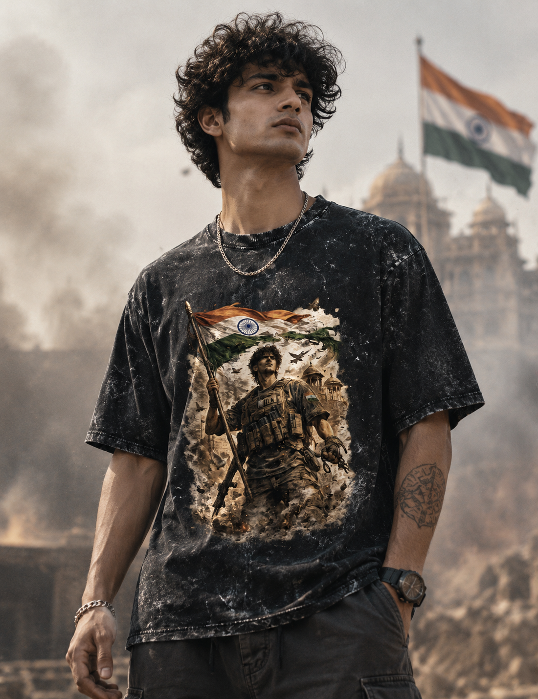 Independence Day Acid Washed Oversized Tee