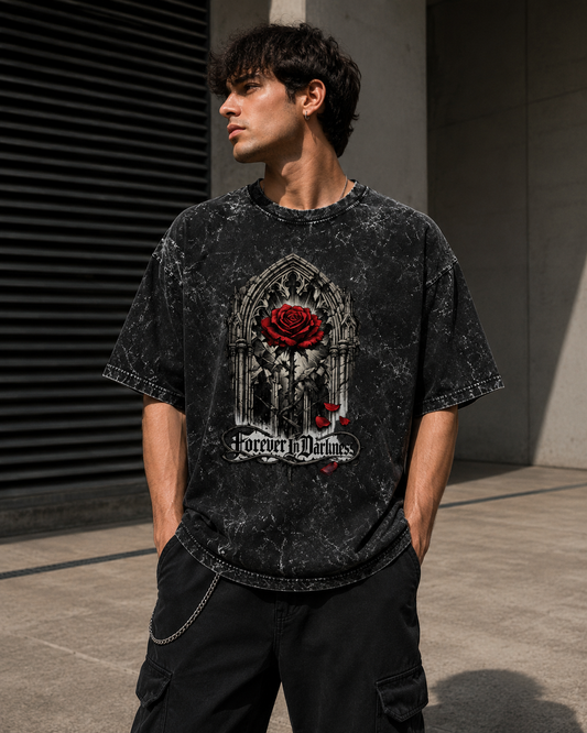 DARKNESS FOREVER ACID WASH OVERSIZED T-SHIRT