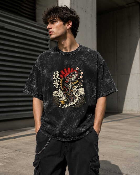 KOI FISH ACID WASH OVERSIZED T-SHIRT